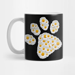 Cat Dog Mom Paw Print Of White Daisy Flower   Cat Or Dog Paw Mug